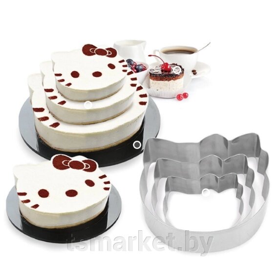 Формы из нержавеющей стали (кольцо для торта) Cake Baking Tool (3 шт) КИТТИ Kitty от компании TSmarket - фото 1