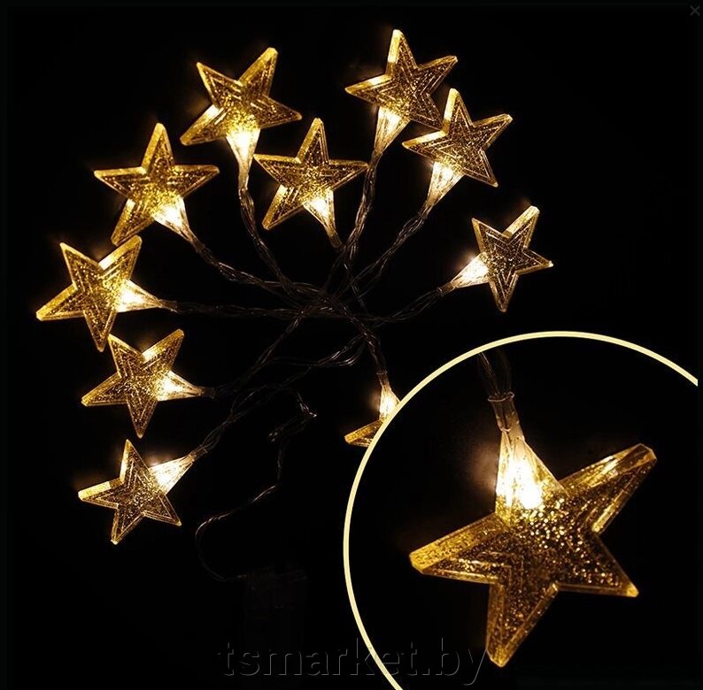 Гирлянда светодиодная "Звезды" 1,75 м, от батареек от компании TSmarket - фото 1