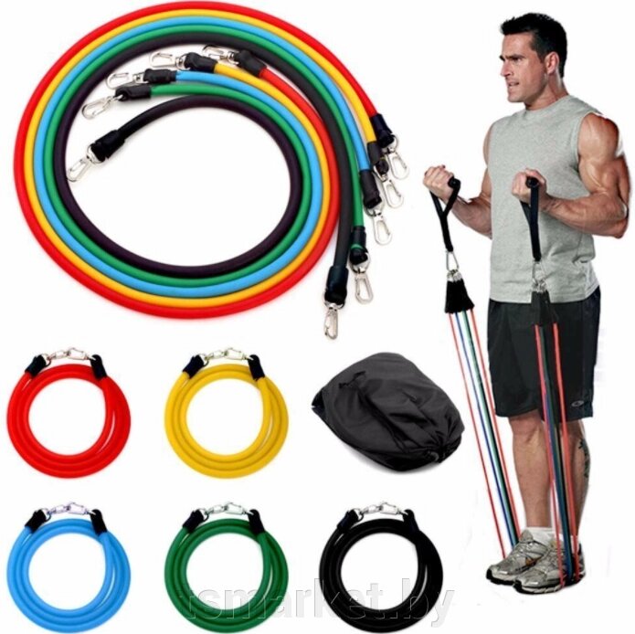 Комплект фитнесс – ремней (тросов), с регулировкой нагрузки для всех групп мышц, набор 11 предметов (экспандер от компании TSmarket - фото 1