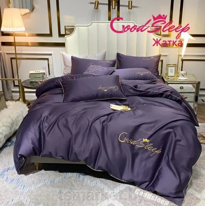 Комплект постельного белья Good Sleep Премиум, Сатин, Евро размер. Баклажановый от компании TSmarket - фото 1