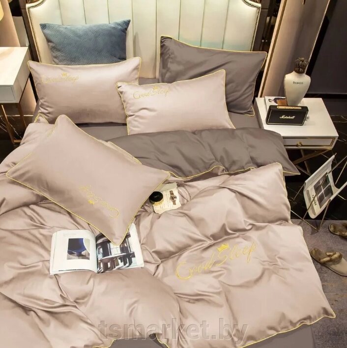 Комплект постельного белья Good Sleep Премиум, Сатин, Евро размер. Кофе с молоком от компании TSmarket - фото 1