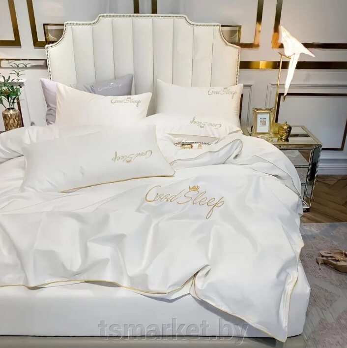 Комплект постельного белья Good Sleep Премиум, Сатин, Евро размер. Жемчужный от компании TSmarket - фото 1
