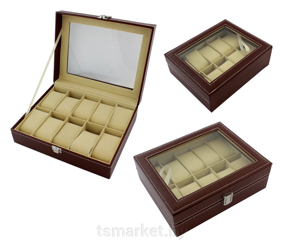 Коробка шкатулка для хранения на 10 часов коричневая SiPL от компании TSmarket - фото 1
