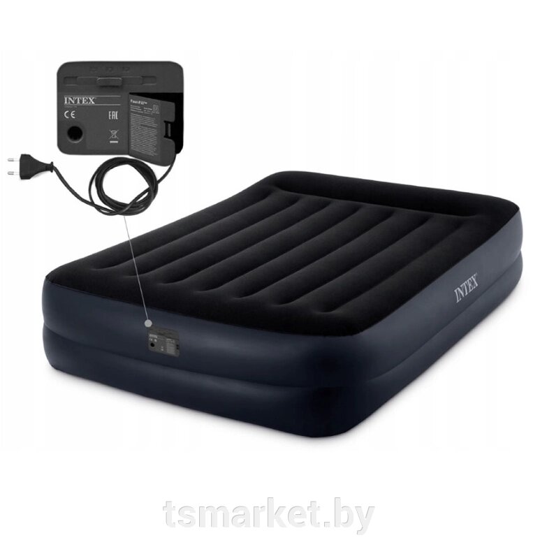 Кровать самонадувная с подголовником Intex Pillow Rest, 203*152*42 см (64124) от компании TSmarket - фото 1