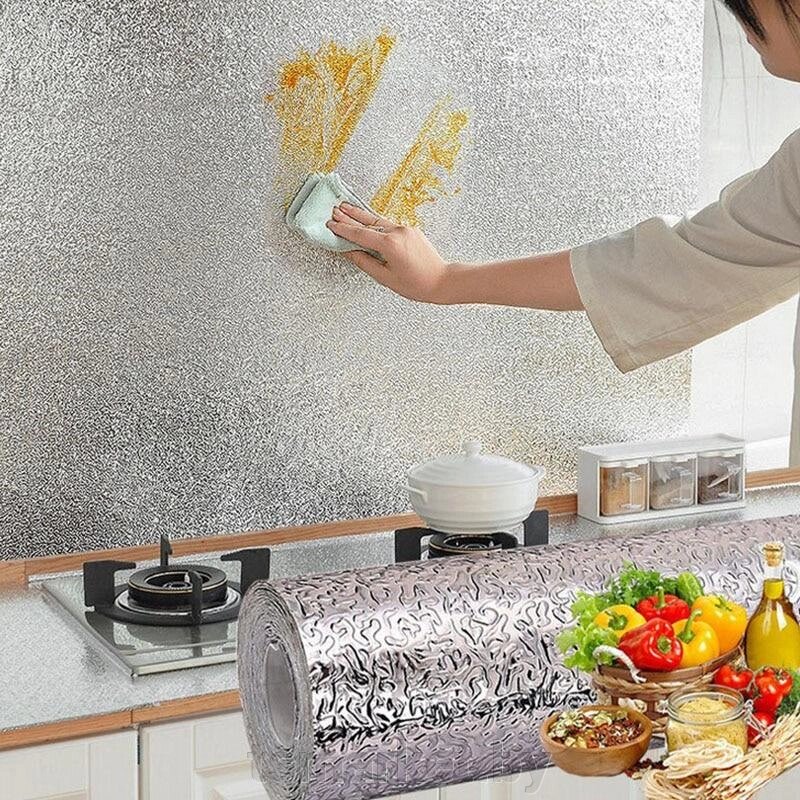 Кухонная алюминиевая фольга-стикер (60*3м) Масло-защитная и огнестойкая от компании TSmarket - фото 1