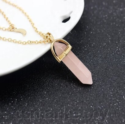 Кулон-маятник на цепочке с камнем Розовый кварц от компании TSmarket - фото 1