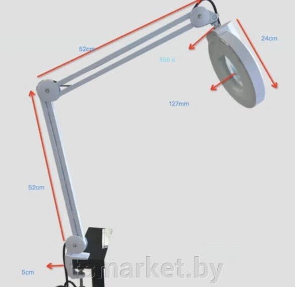 Лампа лупа косметическая SiPL LED на струбцине с крышкой Черная/Белая от компании TSmarket - фото 1