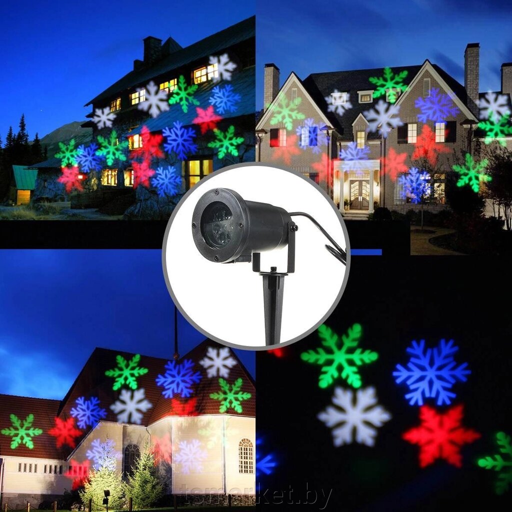 Лазерный проектор "Снежинки" Led Strahler Schneeflocke с эффектом светомузыки от компании TSmarket - фото 1