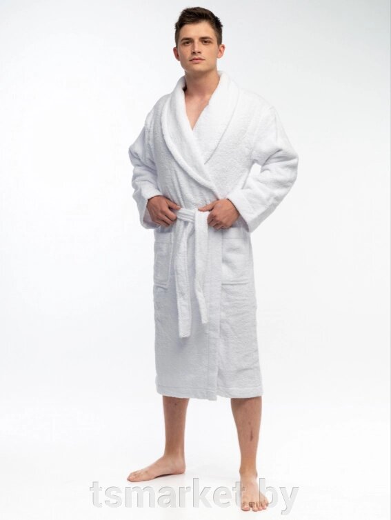Махровый мужской халат Цвет Белый. от компании TSmarket - фото 1