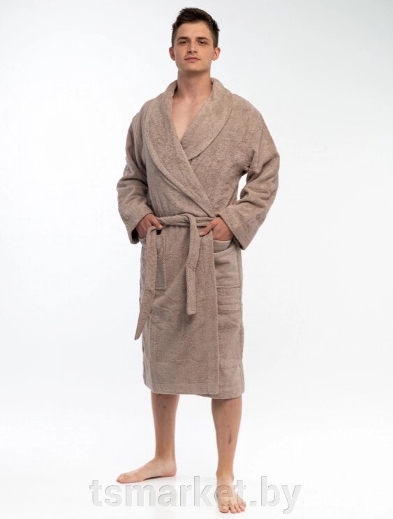 Махровый мужской халат из хлопка. Цвет бронзовый от компании TSmarket - фото 1