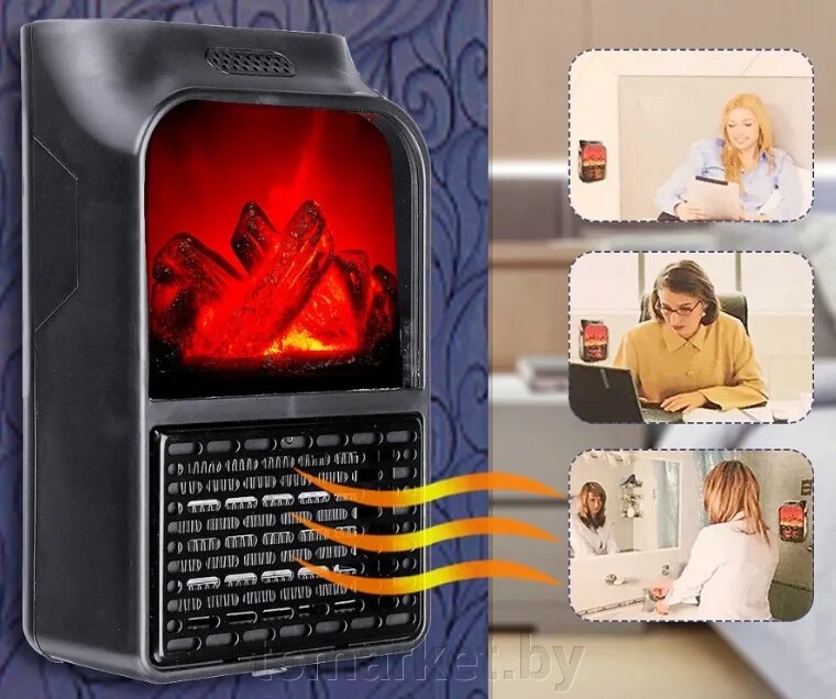 Мини обогреватель "Камин" Flame Heater (Handy Heater) с пультом управления, 1 000 Вт от компании TSmarket - фото 1