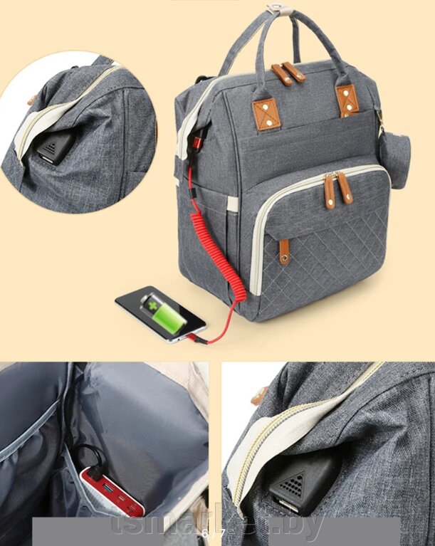 Многофункциональный рюкзак с термоотделом, USB и кошелечком Mommy's Urban для мамы и ребенка Черный от компании TSmarket - фото 1