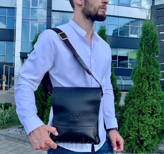 Мужская сумка-планшет через плечо Polo Videng тёмно-коричневый от компании TSmarket - фото 1