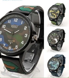 Мужские наручные часы Viamax 0121G силиконовый браслет (четыре цвета!