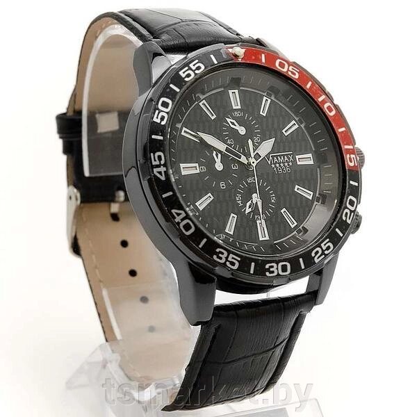 Мужские наручные часы Viamax 0492G на кожаном ремне от компании TSmarket - фото 1