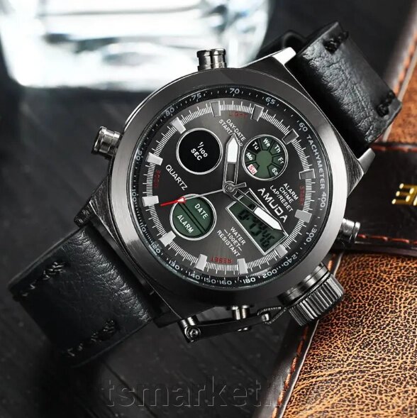 Мужские военные часы AMST черные от компании TSmarket - фото 1