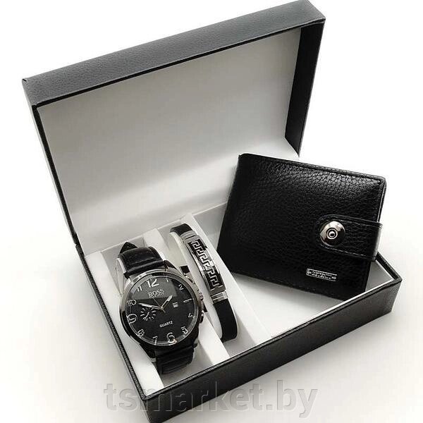 Мужской подарочный набор 3в1 (часы, портмоне, браслет) BOSS от компании TSmarket - фото 1