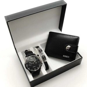 Мужской подарочный набор 3в1 (часы, портмоне, браслет) BOSS