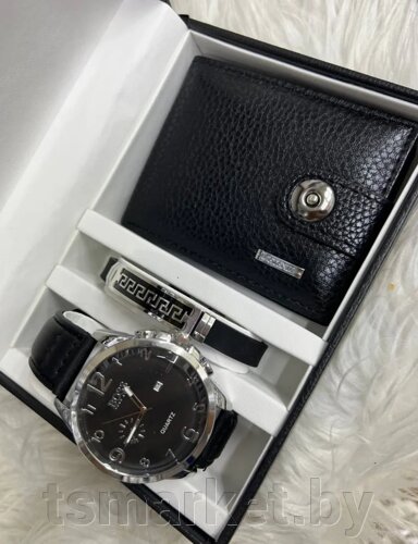 Мужской подарочный набор часы, браслет и кошелек - в ассортименте