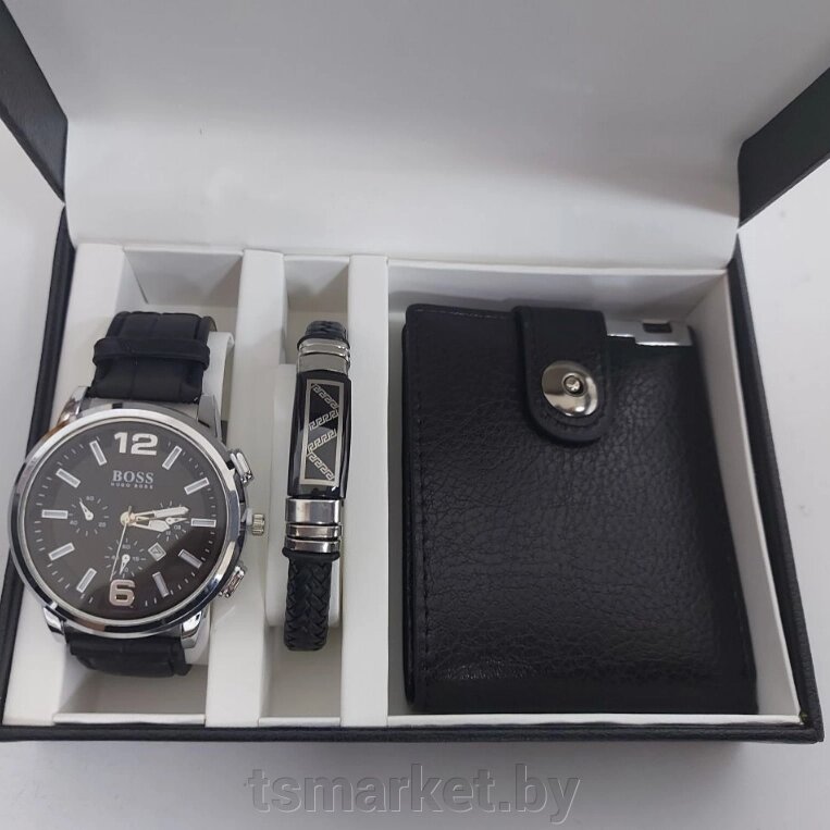 Мужской подарочный набор часы, браслет и ремень от компании TSmarket - фото 1