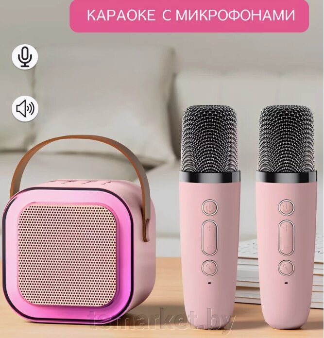 Музыкальная беспроводная колонка с двумя микрофонами Colorful karaoke sound system (звуковые эффекты) от компании TSmarket - фото 1