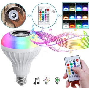 Музыкальная мульти RGB лампа колонка Led Music Bulb с пультом управления