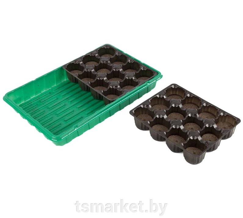 Набор для рассады "Умный огород" 24 ячейки ( 2 вставки*12ячеек), с торфяными таблетками от компании TSmarket - фото 1