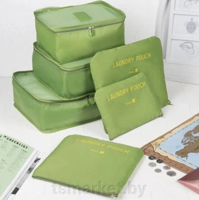 Набор дорожных органайзеров Laun Drypouch Travel 6 штук разных размеров Зеленый от компании TSmarket - фото 1