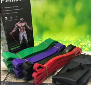 Набор эспандеров (резиновых петель) 208 см Fitness sport для фитнеса, йоги, пилатеса (4 шт с инструкцией)