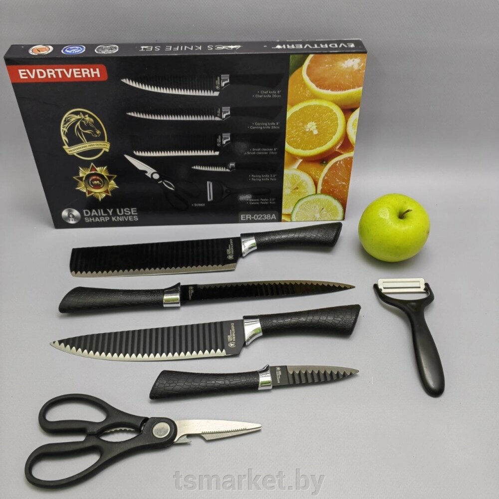 Набор кухонных ножей из нержавеющей стали 6 предметов EVDRTVERH ER-0238A/ Подарочная упаковка от компании TSmarket - фото 1