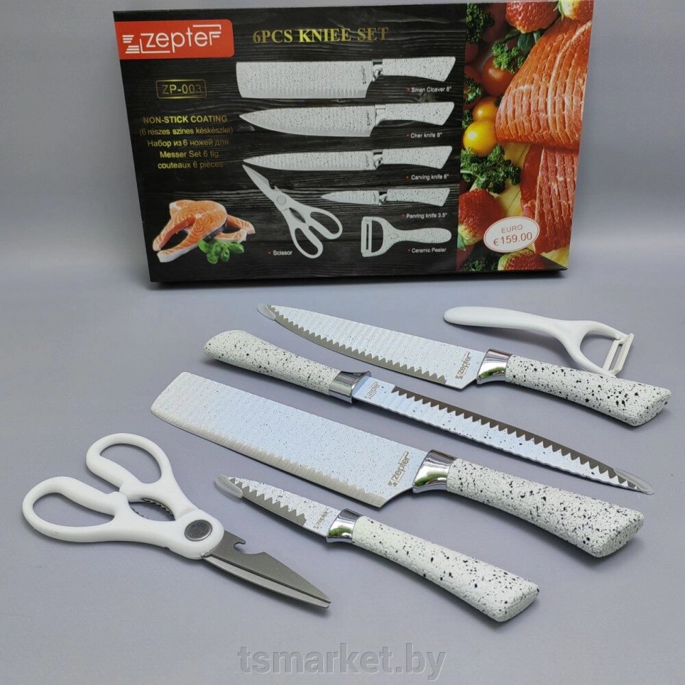 Набор кухонных ножей из нержавеющей стали 6 предметов ZEPTEP ZP-003/ Подарочная упаковка от компании TSmarket - фото 1