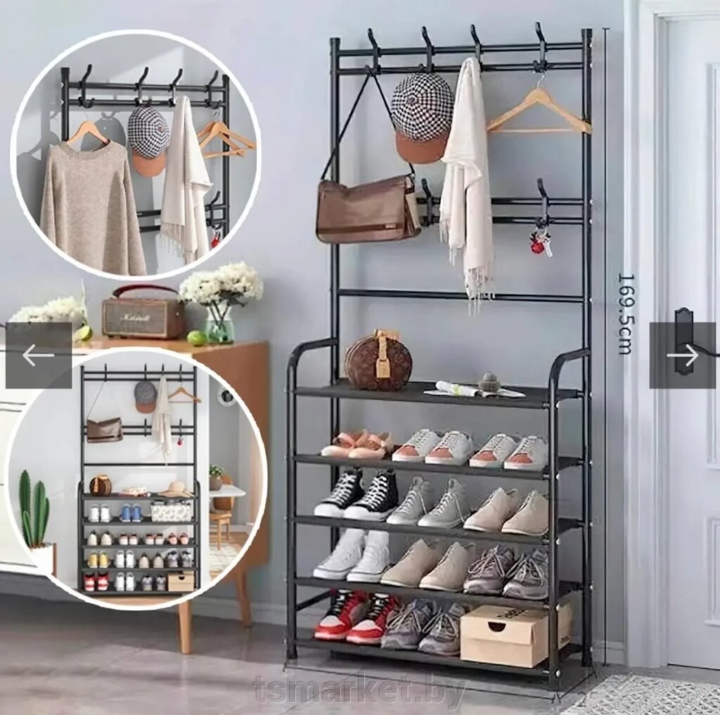 Напольная вешалка для одежды New simple floor clothes rack size с полками и крючками от компании TSmarket - фото 1