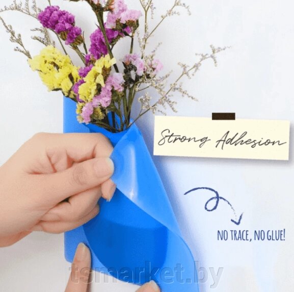 Настенная силиконовая ваза для цветов Magic Vase, многоразовая (без клея, гипоаллергенный материал) от компании TSmarket - фото 1