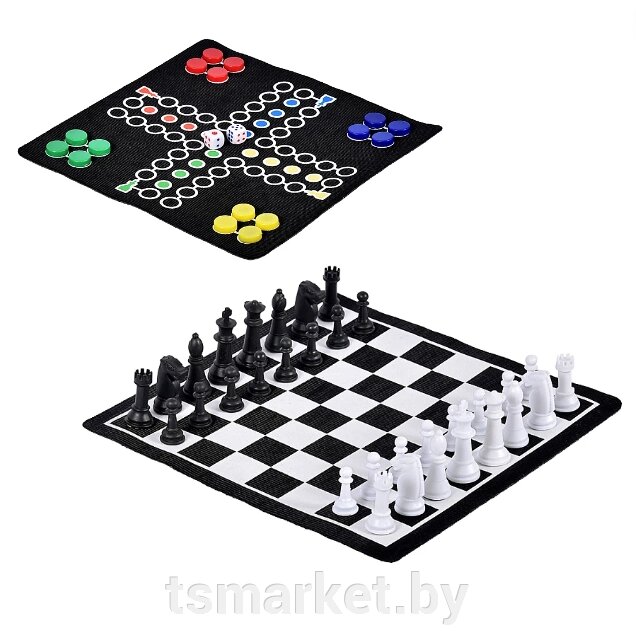 Настольная игра 2 в 1 Шахматы и "уголки" магнитные, в ТУБЕ, BOYSCOUT /36/12 от компании TSmarket - фото 1