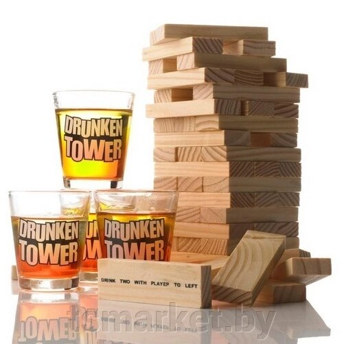 Настольная игра "Пьяная башня" ("Drunken Tower") для взрослых с заданиями от компании TSmarket - фото 1