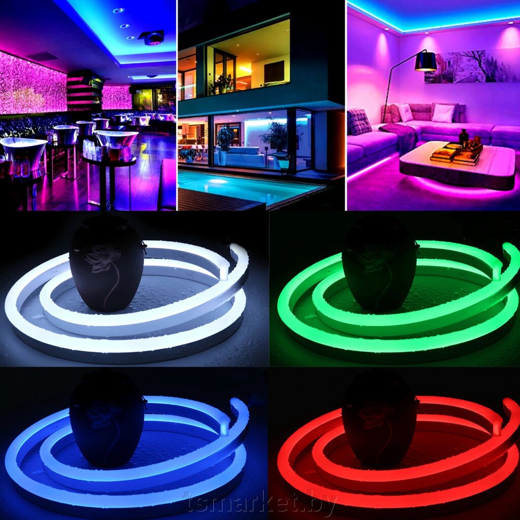 Неоновая светодиодная лента Neon Flexible Strip с контроллером / Гибкий неон 5 м. от компании TSmarket - фото 1