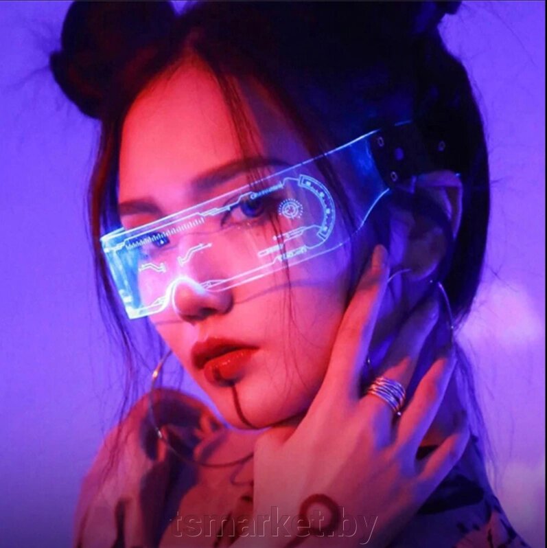 Неоновые очки для TikTok в стиле Cyberpunk от компании TSmarket - фото 1