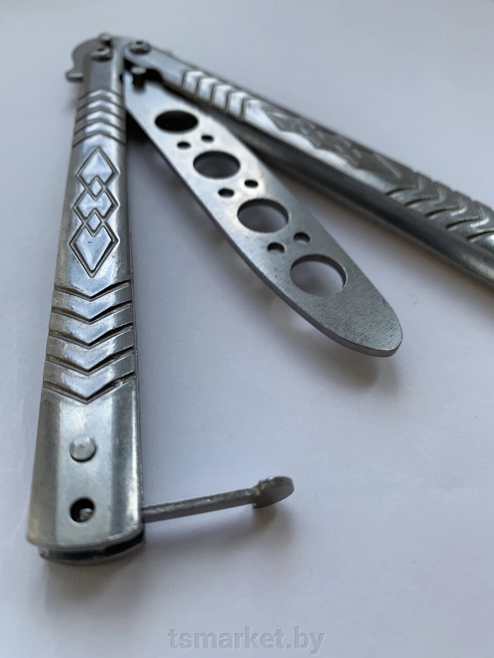 Неострый Нож -бабочка балисонг, тренировочный ножэ. Магия серебра. от компании TSmarket - фото 1
