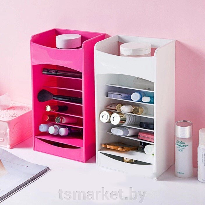 Органайзер для хранения косметики и лаков Cosmake Lipstick & Nail Polish Organizer Розовый от компании TSmarket - фото 1