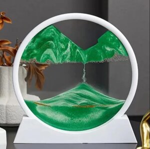 Песчаная 3D картина - антистресс Green Planet 25 см. Sand Painting / Движущаяся картина - подарок на подставке