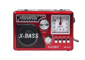 Радиоприемник Waxiba XB-741C Bluetooth, USB, SD, часы, фонарик