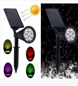Уличный светильник на солнечной батарее влагозащищенный с RGB подсветкой