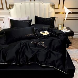 Комплект постельного белья Good Sleep Премиум, Сатин, Евро размер. Черный