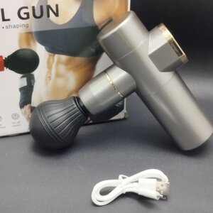 Компактный портативный массажер мышечный (ударный пистолет) Fascial Gun Mini. I Premium в футляре, 4 насадки
