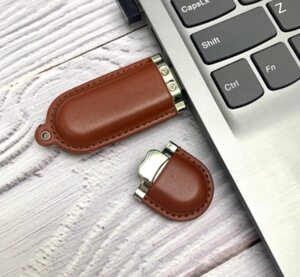 USB накопитель (флешка) Business коричневая кожа, 16 Гб