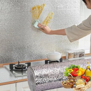 Кухонная алюминиевая фольга-стикер (60*3м) Масло-защитная и огнестойкая