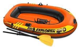 Надувная лодка Intex Explorer Pro 200 с вёслами и насосом 58357NP (196x102x33 см) 6+