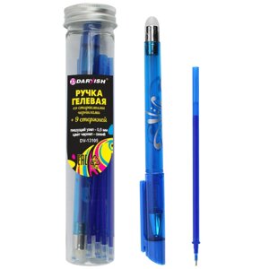 Ручка гелевая синяя со стираемыми чернилами + 9 стержней