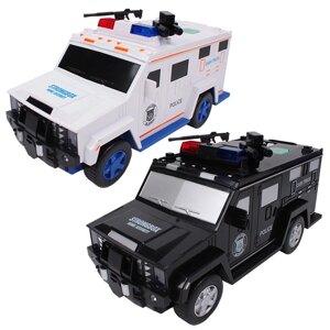 Полицейская машина-копилка с мигалками, сиреной, отпечатком пальца и кодовым замком