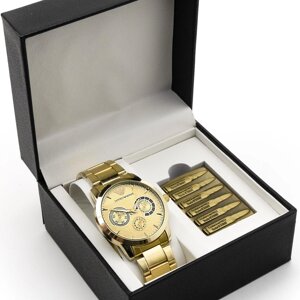 Мужской подарочный набор 2в1 Emporio Armani (часы+зажигалка)в подарочной коробке 4 дизайна